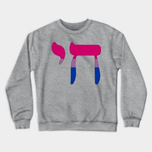 Chai - Jewish Life Symbol (Bi Pride Colors) Crewneck Sweatshirt